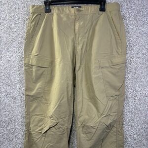 REI Co-op Pants Mens 36x32 Beige Nylon Relaxed Fit Hiking Cargo Snap Hem Outdoor
